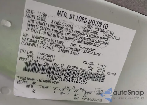 2010 Ford Focus S z USA, uszkodzony, nr VIN 1FAHP3EN0AW185692